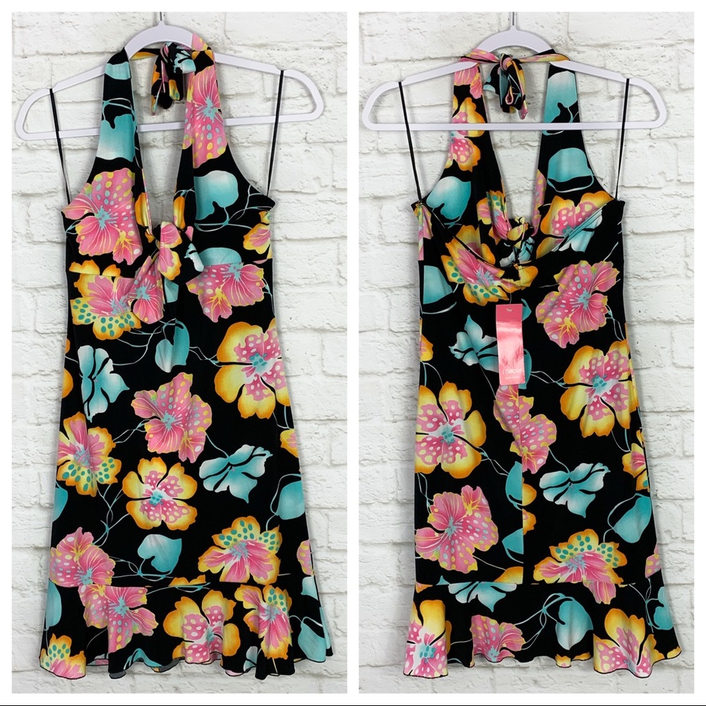 J Group Floral Halter Flutter Stretch Dress NWT